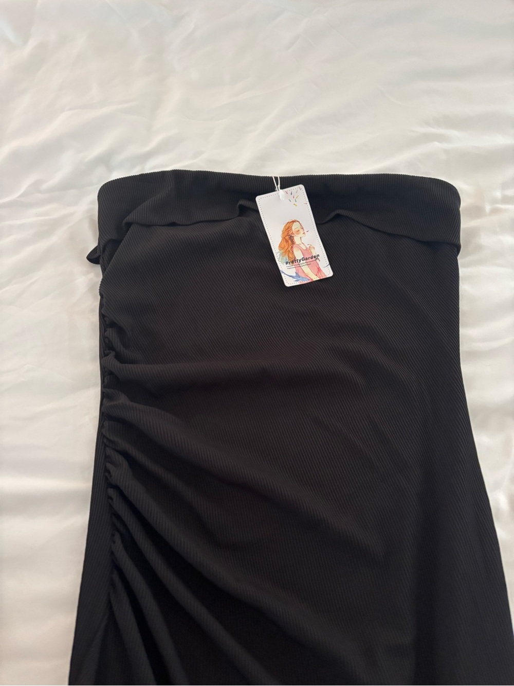 PrettyLittleThing Black Strapless Ruched Pencil Skirt